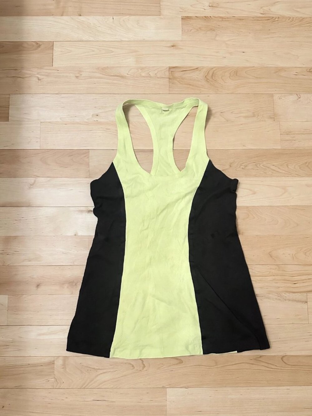 Lululemon Neon Yellow Black Active Tank Sz 8